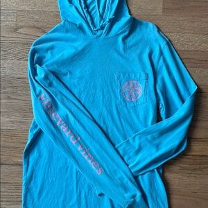 Vineyard Vines Turquoise Hoodie with Pink Logo
